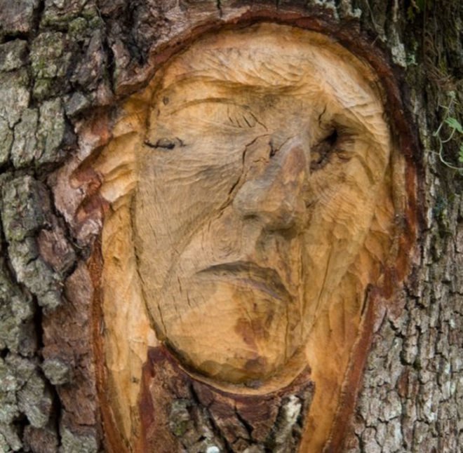 tree spirits, keith jennings, carve, oak, tree, portrait, st simons island, georgia, sailor, commission