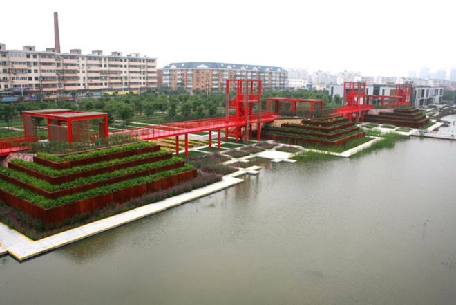 Turenscape, regenerative landscape design, garbage dump, low-maintenance, Tianjin, china, rainwater recycling, native plants, Botanical, Green renovation