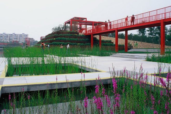 Turenscape, regenerative landscape design, garbage dump, low-maintenance, Tianjin, china, rainwater recycling, native plants, Botanical, Green renovation