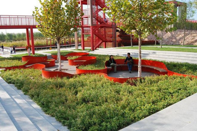 Turenscape, regenerative landscape design, garbage dump, low-maintenance, Tianjin, china, rainwater recycling, native plants, Botanical, Green renovation