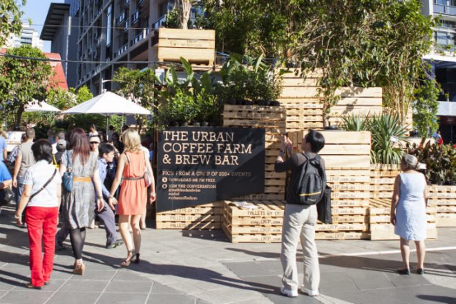 Urban Coffee Farm, Hassell, melbourne, pop up cafe, shipping pallets, melbourne food & wine festival, urban farm