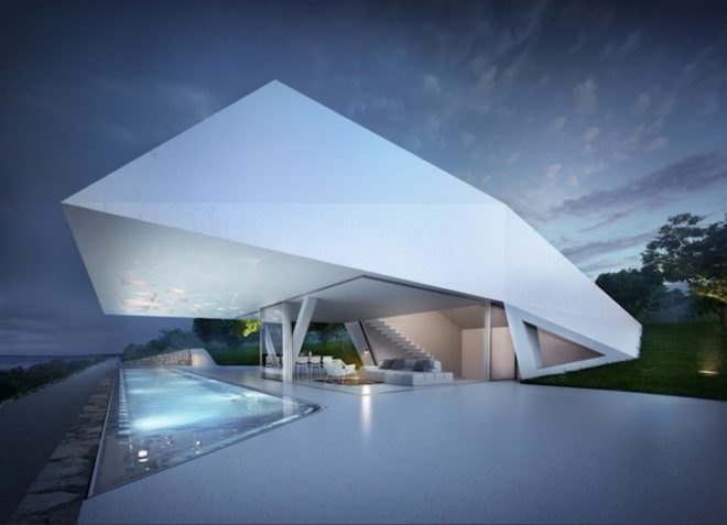Greece, coastal home, holiday home, solar-powered, Villa F, Hornung & Jacobi, sustainable design, prefab design, green design, eco-design, Villa F, holiday home, solar power, skylights, natural cooling, chimney effect