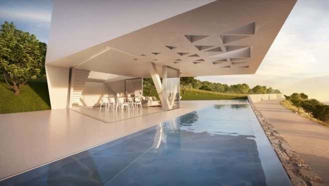 Greece, coastal home, holiday home, solar-powered, Villa F, Hornung & Jacobi, sustainable design, prefab design, green design, eco-design, Villa F, holiday home, solar power, skylights, natural cooling, chimney effect