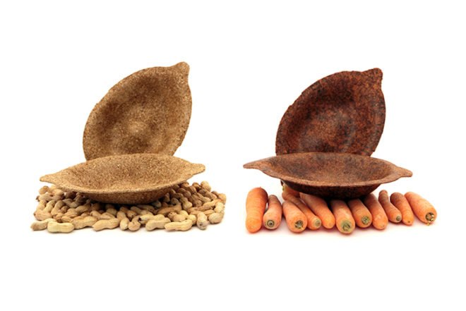 Whomade, Michela Milani, tableware, compostable, Foodscapes, recycled materials, peanut husk, carrot peels, potato starch, Italian design, Green Products, Recycled Materials, Recycling / Compost,