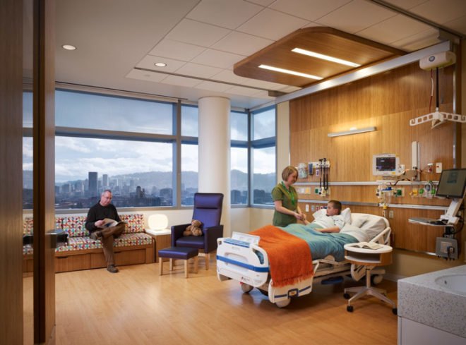 Randall Children’s Hospital, Legacy Emanuel Medical Center, Portland, Oregon, ZGF Architects, hospital, healing, roof garden, terrace, green, recycled, rapidly renewable, low VOC