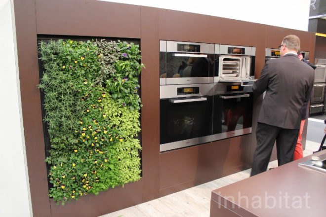 miele, eco walls, ecowalls, kitchen herb garden, green wall, edible greens, edible wall, planted wall, vertical garden, architectural digest home show, green appliances, green design, eco design, sustainable design