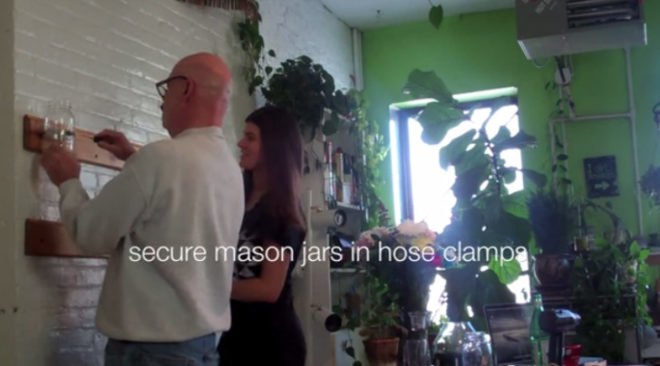 diy vertical garden, eco design, eco model, green design, green NYC, green walls, model Summer Rayne Oakes, planted walls, summer rayne oakes, sustainable design, diy, diy design, diy mason jar herb garden, diy herb garden