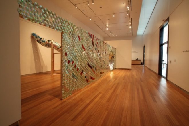 leticia bajuyo, repurposed materials, reused cds, donated cds, sustainable artwork, green art, repurposed materials, green design, eco art, dual wielding, event horizon, entropy
