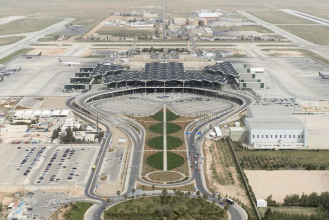 foster and partners, airport design, queen alia airport, sustainable architecture, modular design, islamic design