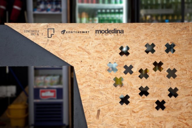 kontenerart, modelina, cargotecture, shipping pallets, ponzan, poland, beach club, art space