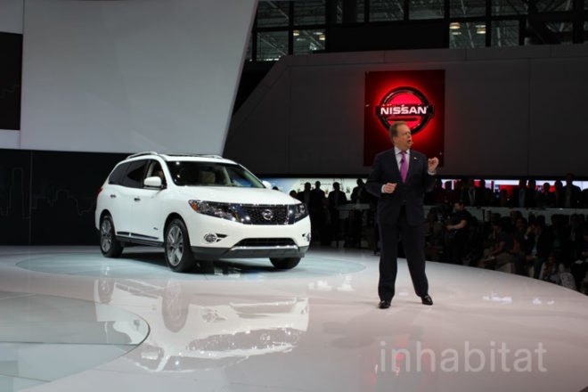 nissan, nissan pathfinder, nissan pathfinder hybrid, nissan pathfinder hybrid 2014, nissan hybrid, 2013 New York Auto Show, electric car, electric motor, green car, new york auto show, ny auto show