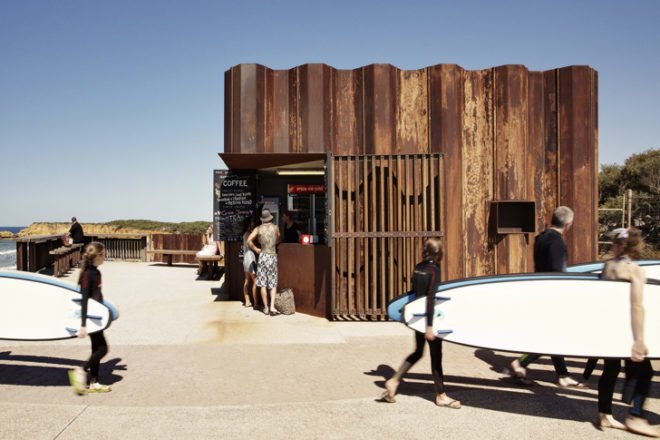 Third Wave Kiosk, Tony Hobba Architects, Australia, beach kiosk, recycled sheet piling, Tony Hobba