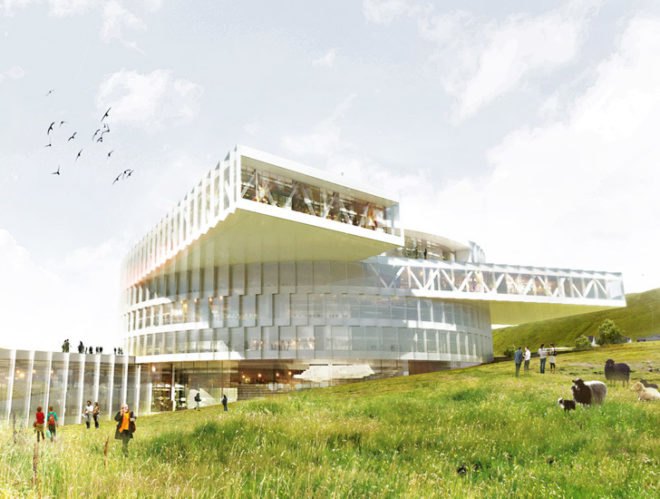 Marknagil Education Center, BIG Architects, Faroe Islands education center, educational architecture, school design, education center design, vortex architecture, Fuglark Architects, architecture competitions