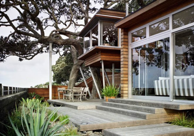 Bossley Architects, New Zealand, Thorne Bay House, Sustainable Home, Beach House, Architecture, Treehouse