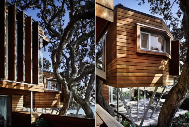 Bossley Architects, New Zealand, Thorne Bay House, Sustainable Home, Beach House, Architecture, Treehouse
