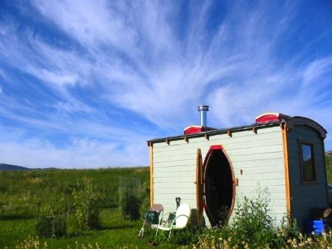 tiny house, micro house, high desert journal, green design, sustainable design, eco-design, charles finn, potomac cabin, a room of one's own, architecture, reclaimed materials, recycled materials, rustic cabins