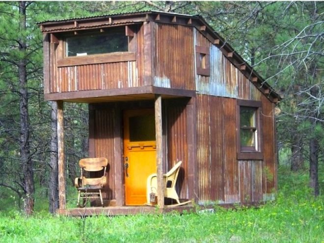 tiny house, micro house, high desert journal, green design, sustainable design, eco-design, charles finn, potomac cabin, a room of one's own, architecture, reclaimed materials, recycled materials, rustic cabins