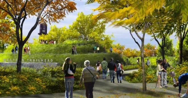 urban park, green transportation, Chicago, sky park, elevated park, green lung, green artery, Mayor, High Line, railway trestle, railway park, Bloomingdale Park and Trail, sustainable design, urban design, eco-design