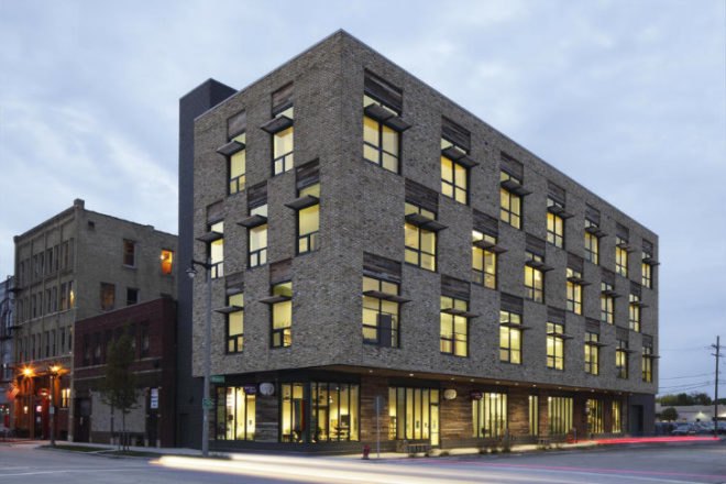 Clock Shadow Building, Continuum Architects Planners, milwaukee, eco office, green roof, health and wellness center, reclaimed materials