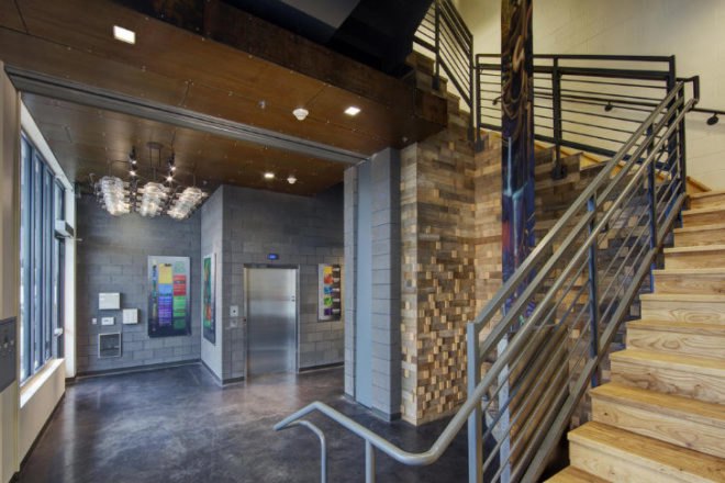 Clock Shadow Building, Continuum Architects Planners, milwaukee, eco office, green roof, health and wellness center, reclaimed materials
