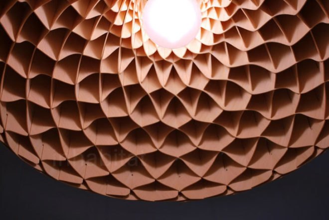 Edward Linacre, The Nest Lamp, Melbourne Movement, australian design, bamboo veneer, interlocking, Green Lighting, Green Materials,