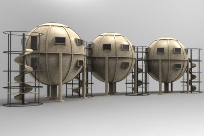 Ekinoid Copper Model, the ekinoid project, disaster-proof design, prefab housing, spherical house, pod house