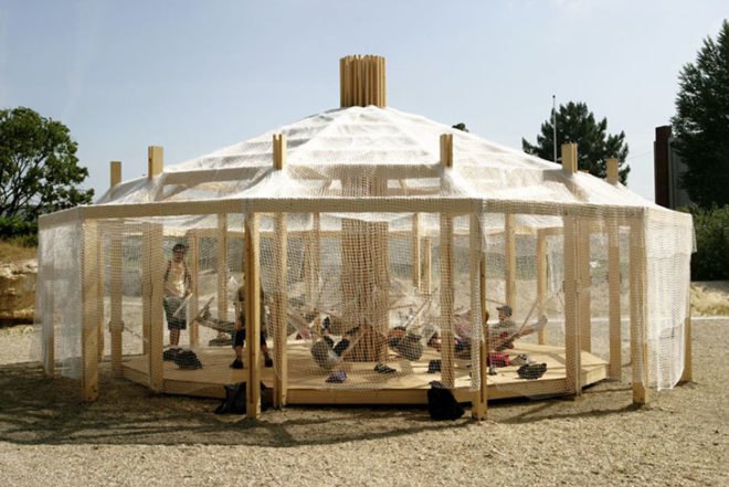 Encore Heureux, pop-up, yurt, Chinoiserie, Bordeaux, botanic garden, temporary architecture, Architecture, Daylighting, Air quality