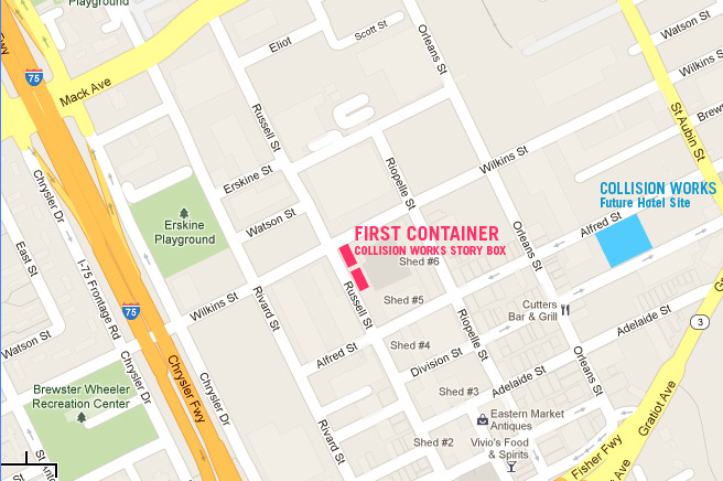Shel Kimen, green design, eco design, sustainable design, FIRST CONTAINER, Shipping container hotel, Detroit Eastern Market, Story teller hotel, COLLISSION WORKS, Kickstarter,