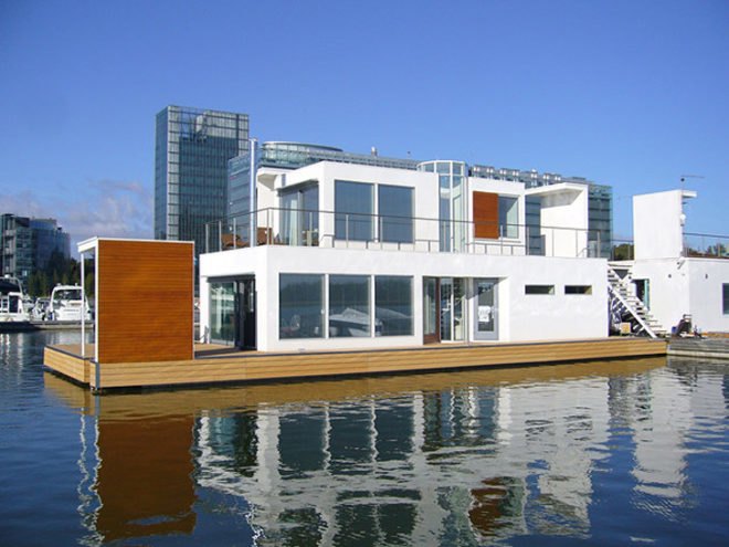 Marinetek Pori Floating Village, Marinetek floating villas, floating villas Finland, Finland floating resort, prefab architecture, floating houses, lightweight floating homes, eco-friendly housing, Marina Housing Finland