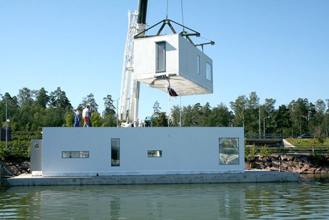 Marinetek Pori Floating Village, Marinetek floating villas, floating villas Finland, Finland floating resort, prefab architecture, floating houses, lightweight floating homes, eco-friendly housing, Marina Housing Finland