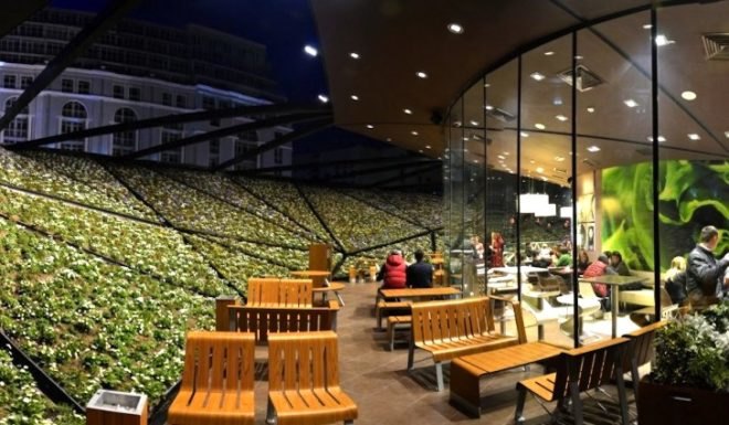 Giorgi Khmaladze, McDonalds, Georgia, Betumi, petrol station, urban design, green shield, green roof, sustainable design, eco-design, vegetated roof, rooftop terrace, junk food, fossil fuels,