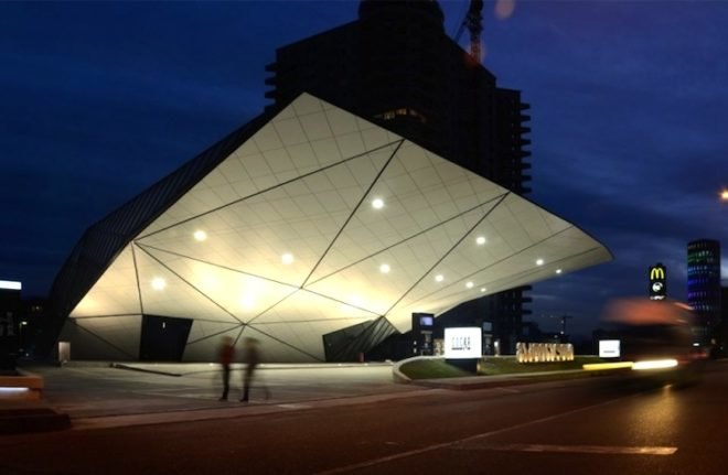 Giorgi Khmaladze, McDonalds, Georgia, Betumi, petrol station, urban design, green shield, green roof, sustainable design, eco-design, vegetated roof, rooftop terrace, junk food, fossil fuels,