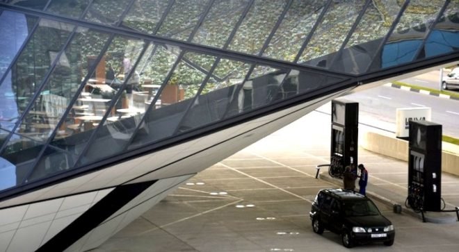 Giorgi Khmaladze, McDonalds, Georgia, Betumi, petrol station, urban design, green shield, green roof, sustainable design, eco-design, vegetated roof, rooftop terrace, junk food, fossil fuels,