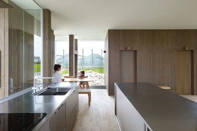 Fujiwaramuro Architects, House in Hanoura, Japan, LDK, crossed-ventilation, natural light, rumble hills, artificial hills, rural house, rice fields, Daylighting, Architecture, green Interiors,