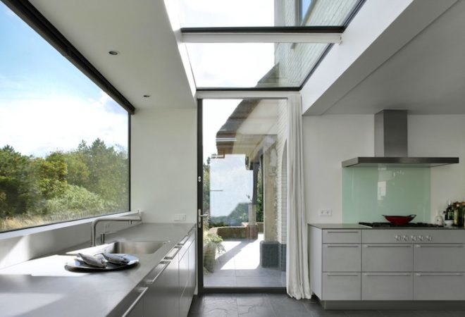 Maxwan Architects, House N, The Netherlands, Vernacular Dutch Architecture, green design, sustainable design, eco-design, daylighting, strips of glazing, seaside house, thatched house, modular furniture, eco-design, sustainable renovation, green renovation, Noordwijk, glazing