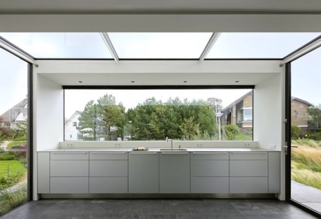 Maxwan Architects, House N, The Netherlands, Vernacular Dutch Architecture, green design, sustainable design, eco-design, daylighting, strips of glazing, seaside house, thatched house, modular furniture, eco-design, sustainable renovation, green renovation, Noordwijk, glazing