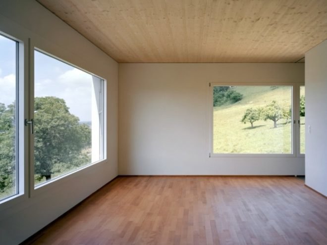Spillmann Echsle Architekten, House Uesslingen, sawtooth roof, Swiss Design, Switzerland, green design, prefab design, low carbon footprint, daylighting, natural light, sustainable design, eco-design, Switzerland, pitched roof, Kanton Thurgau, prefabricated home