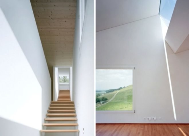 Spillmann Echsle Architekten, House Uesslingen, sawtooth roof, Swiss Design, Switzerland, green design, prefab design, low carbon footprint, daylighting, natural light, sustainable design, eco-design, Switzerland, pitched roof, Kanton Thurgau, prefabricated home