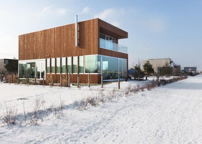 Marc Prosman Architecten, manmade island, artificial island, IJburg Villa, sustainable design, green design, eco-design, daylighting, natural light, shade, glazing, timber, pine