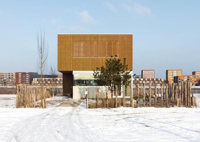 Marc Prosman Architecten, manmade island, artificial island, IJburg Villa, sustainable design, green design, eco-design, daylighting, natural light, shade, glazing, timber, pine