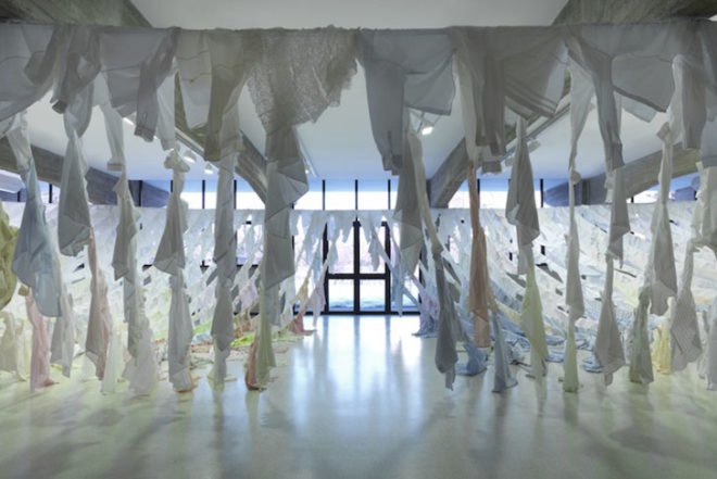 Kaarina Kaikkonen, second hand clothes, shirts, shirts landscape, italy, Max Mara, art installation, Art, Recycled Materials