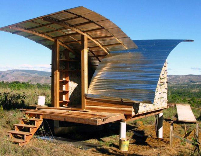 green design, eco design, sustainable design, Kristofer Nonn, Eco Cabanas, sustainable living for developing countries, recycled bottle wall, Venezuela shanty town