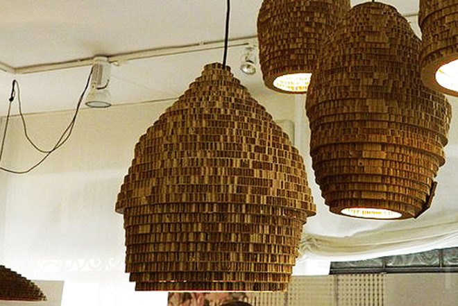 Marc Krusin, recycled cardboard, Milan Design Week, Re-board, lamp, Green Lighting, Recycling / Compost, Milan Furniture Fair, Green Materials,