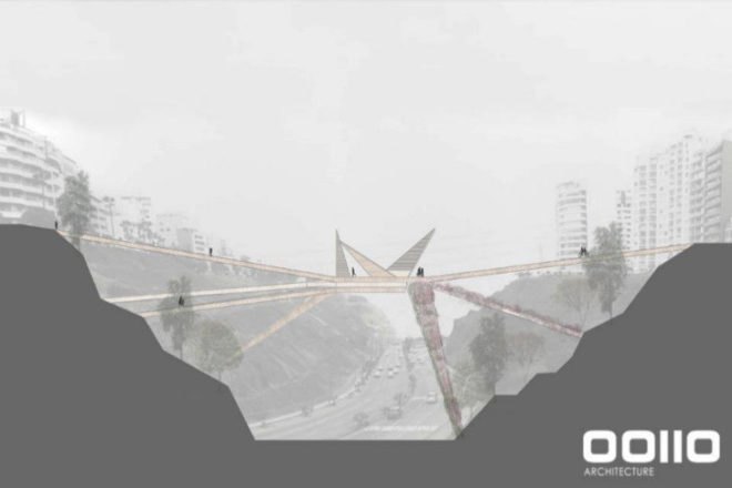 Miraflores-Barranco Pedestrian Bridge, OOIIO Architecure, pedestrian bridge, lima, peru, reclaimed timber, recycled wood