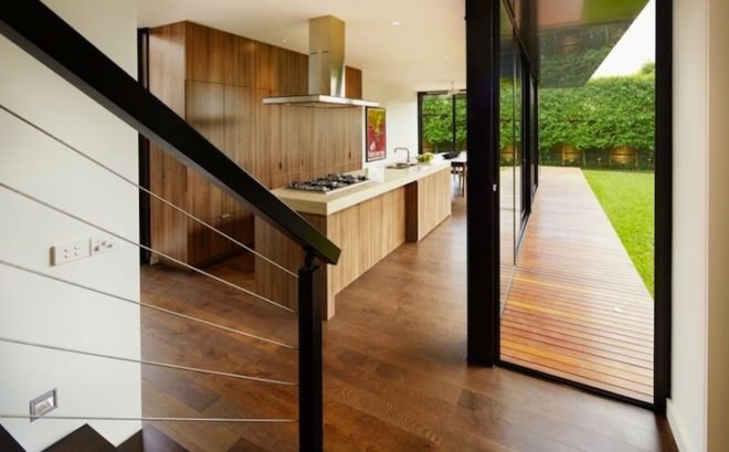 Modscape, minimalist design, prefabricated design, modular architecture, Melbourne, Australia, green design, sustainable design, eco-design, rainwater harvesting, daylighting, solar gain, natural ventilation, solar-heated water, rainwater collection, natural light, glazing, Northcote Home