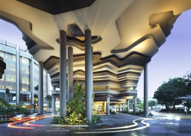Park Royal Hotel Singapore, WOHA Architects, Singapore architecture, hotel architecture, solar power, solar energy, solar-powered hotel Singapore, vertical garden Singapore, Park Royal on Pickering, BCA Green Mark Platinum, Solar Pioneer Award, vertical park, green hotels, green architecture