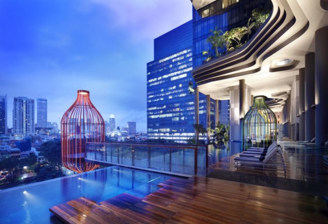 Park Royal Hotel Singapore, WOHA Architects, Singapore architecture, hotel architecture, solar power, solar energy, solar-powered hotel Singapore, vertical garden Singapore, Park Royal on Pickering, BCA Green Mark Platinum, Solar Pioneer Award, vertical park, green hotels, green architecture