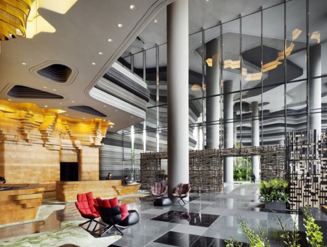 Park Royal Hotel Singapore, WOHA Architects, Singapore architecture, hotel architecture, solar power, solar energy, solar-powered hotel Singapore, vertical garden Singapore, Park Royal on Pickering, BCA Green Mark Platinum, Solar Pioneer Award, vertical park, green hotels, green architecture
