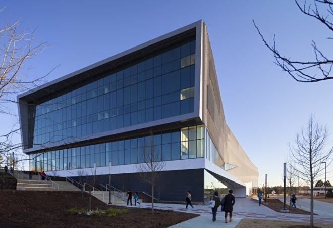 green design, eco design, sustainable design, Snohetta, North Carolina State University, James B hunt Jr Library, bookBot, louver facade, LEED Silver library
