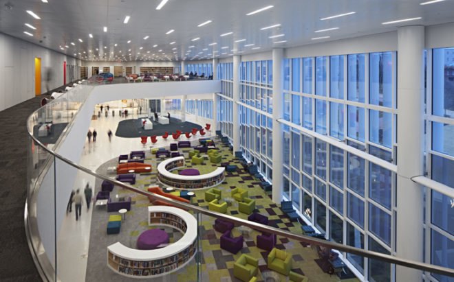 green design, eco design, sustainable design, Snohetta, North Carolina State University, James B hunt Jr Library, bookBot, louver facade, LEED Silver library